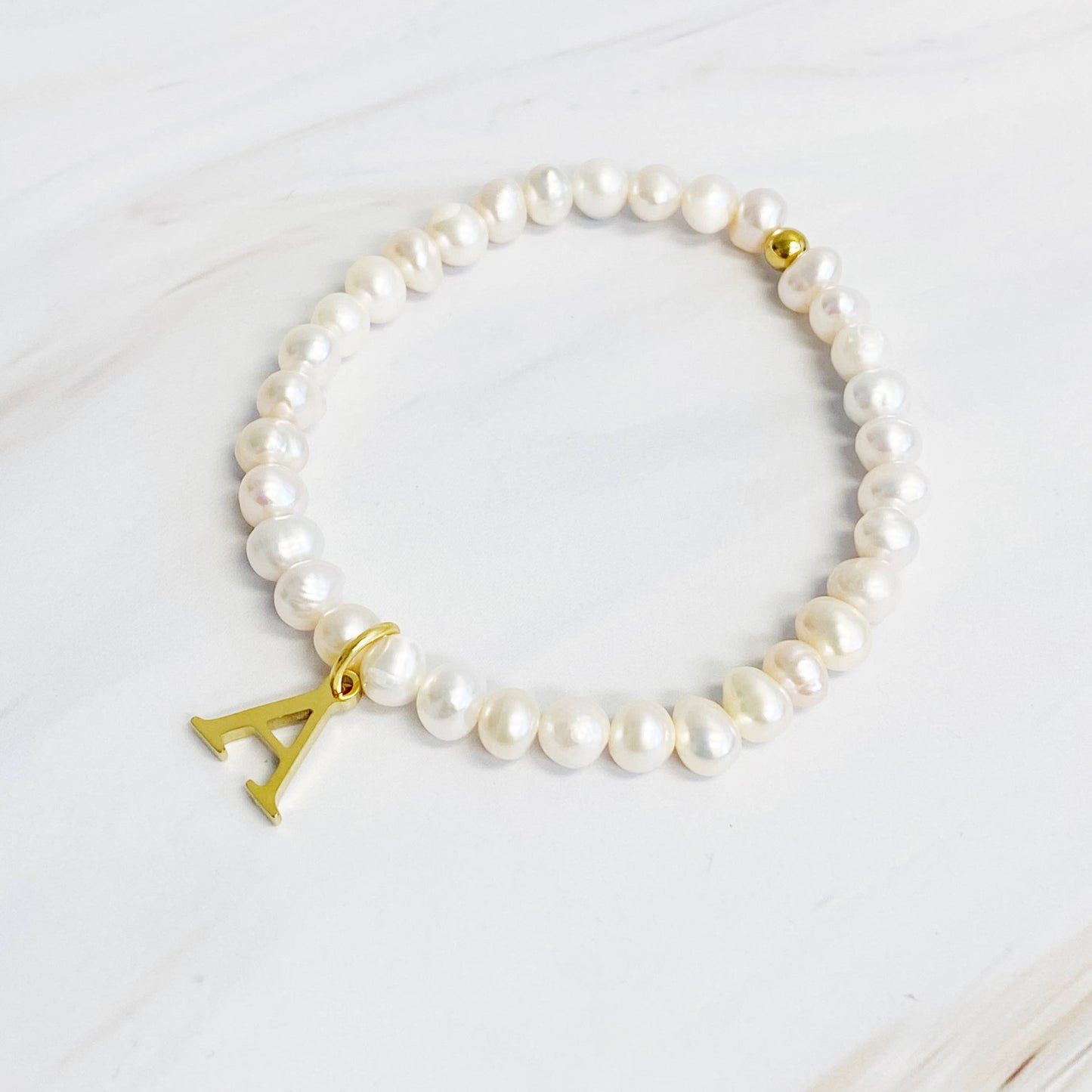 Freshwater Pearl Initial Charm Bracelet - Curated Home Decor