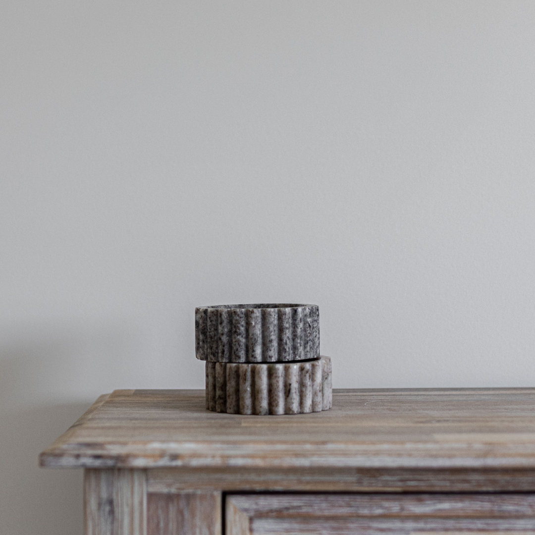 Fluted Soap Dish Beige/Light Grey Marble - Curated Home Decor