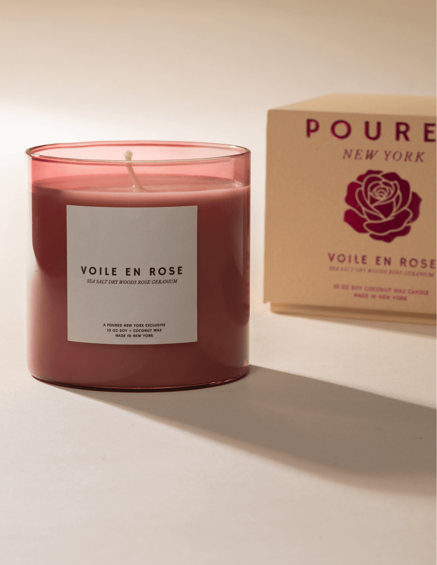 
                  
                    Voile en Rose | Poured New York: 10 OZ Soy Coconut Wax Candle - Curated Home Decor
                  
                