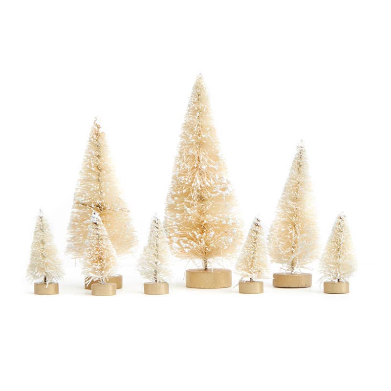 Frosted Cream Bottle Brush Trees Set of 8 - Curated Home Decor