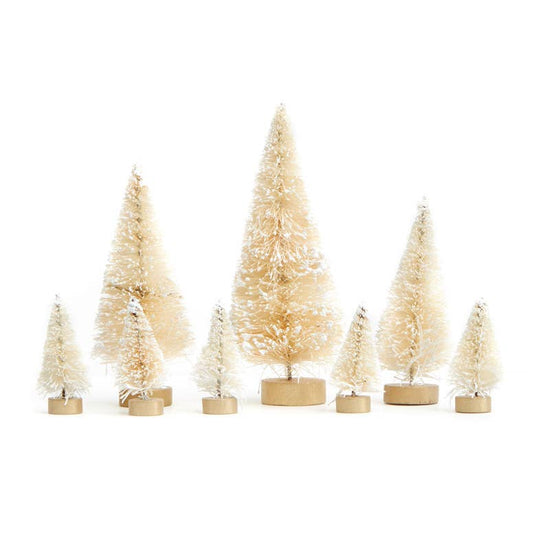 Frosted Cream Bottle Brush Trees Set of 8 - Curated Home Decor