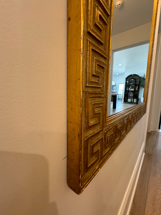 1950s Gilt Gold Wood Greek Key Mirror
