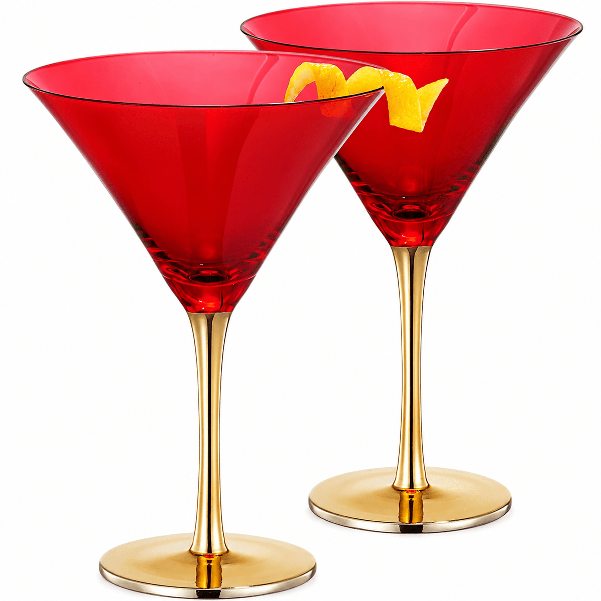 
                  
                    Colored Art Deco Martini Glasses with Gold Rim, Set of 2, 8.1 oz - Curated Home Decor
                  
                