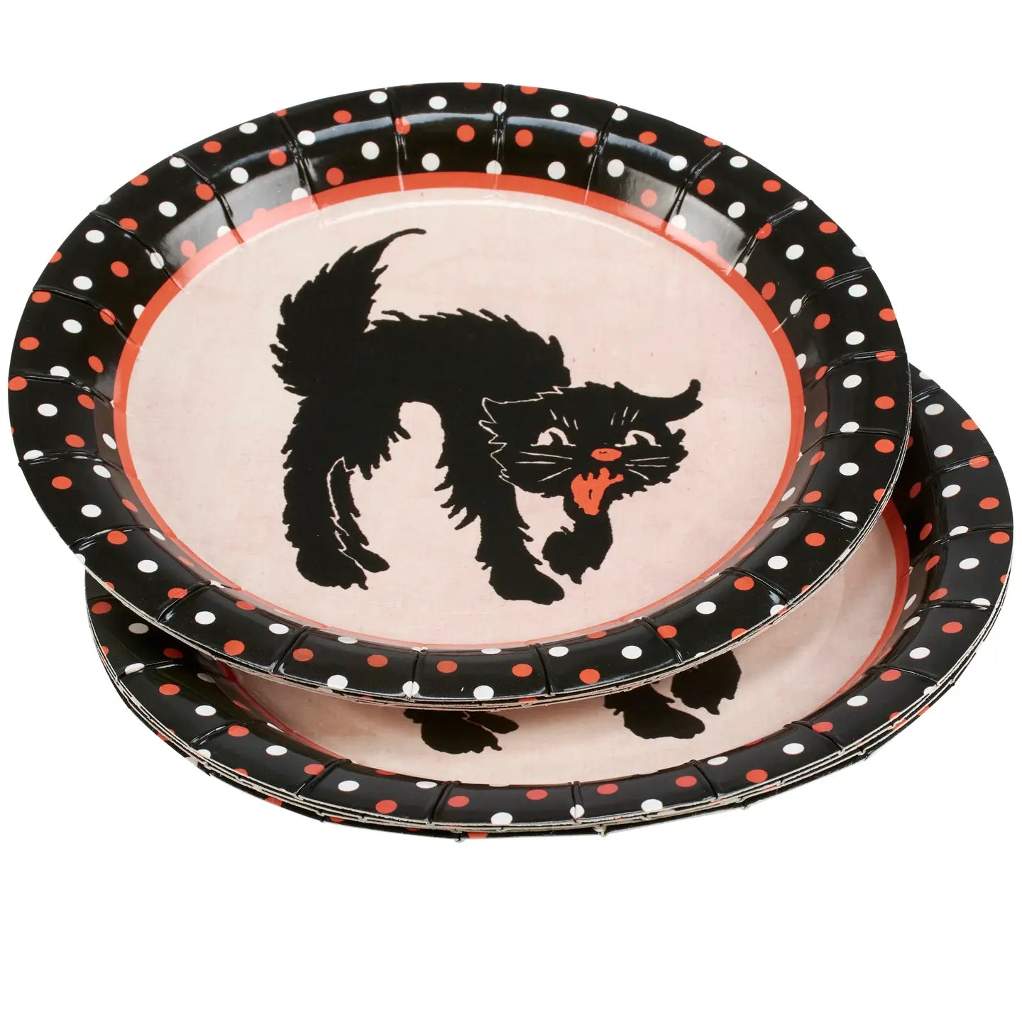 Small Vintage Style Black Cat Halloween Plates - Curated Home Decor