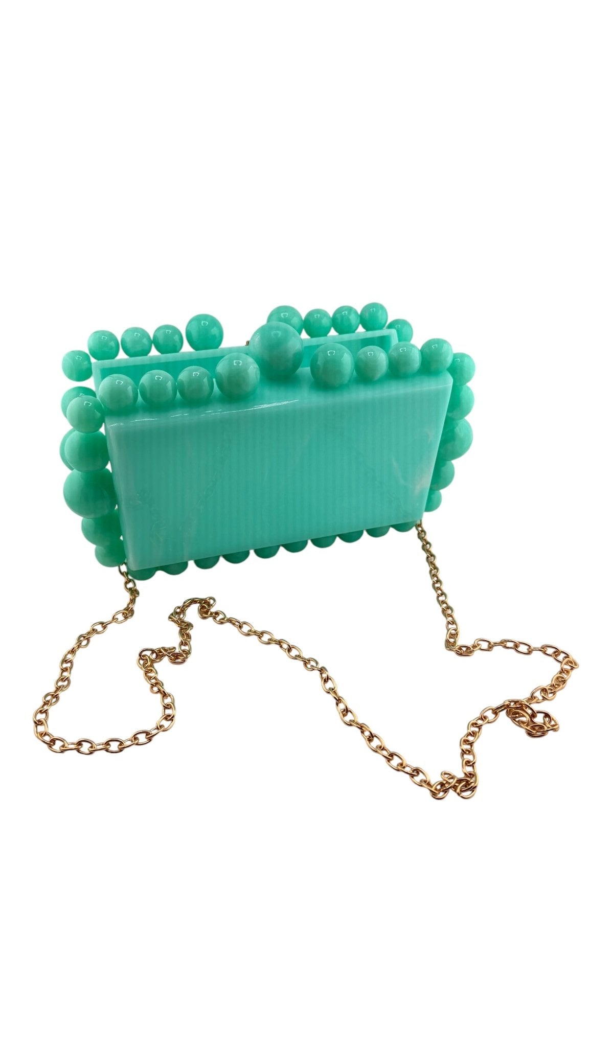 
                  
                    Beaded Acrylic Box Clutch with Pearl Trim & Gold Chain - Curated Home Decor
                  
                