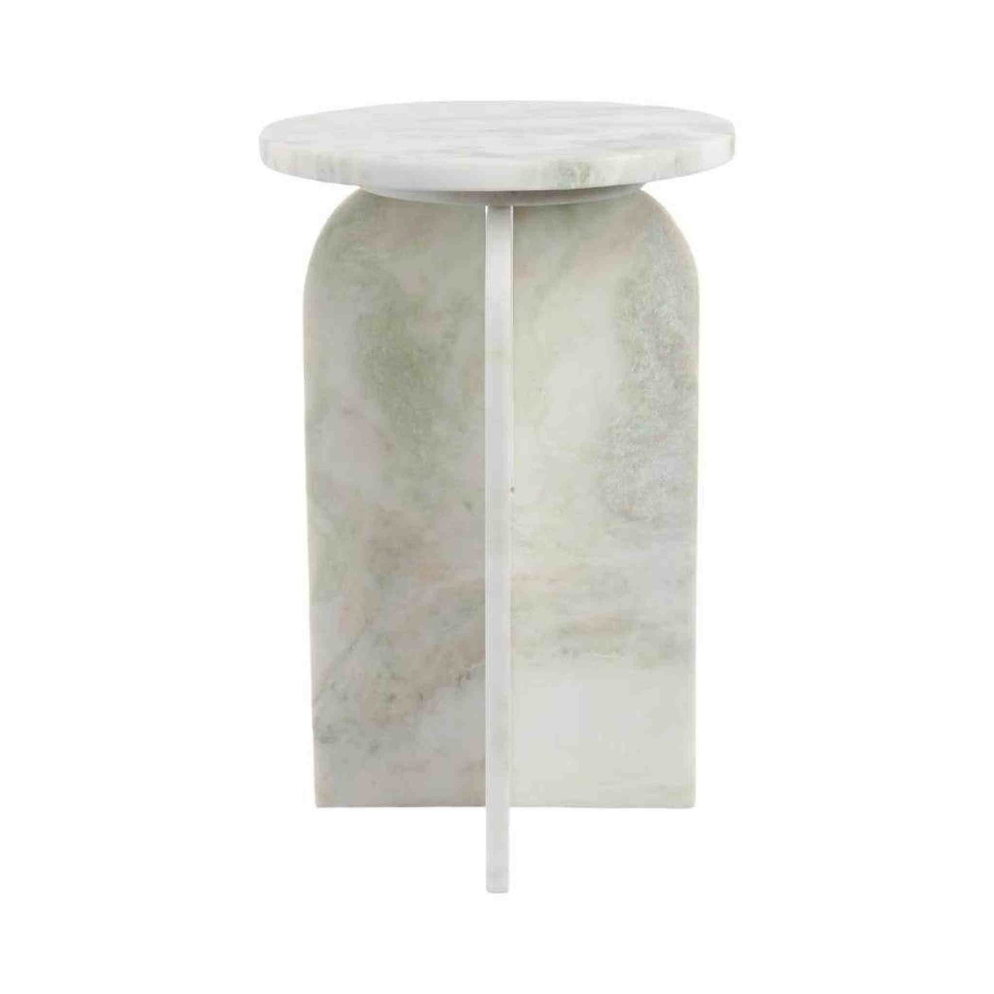 Light green 20x13 inch round marble accent table with durable base for chic home decor