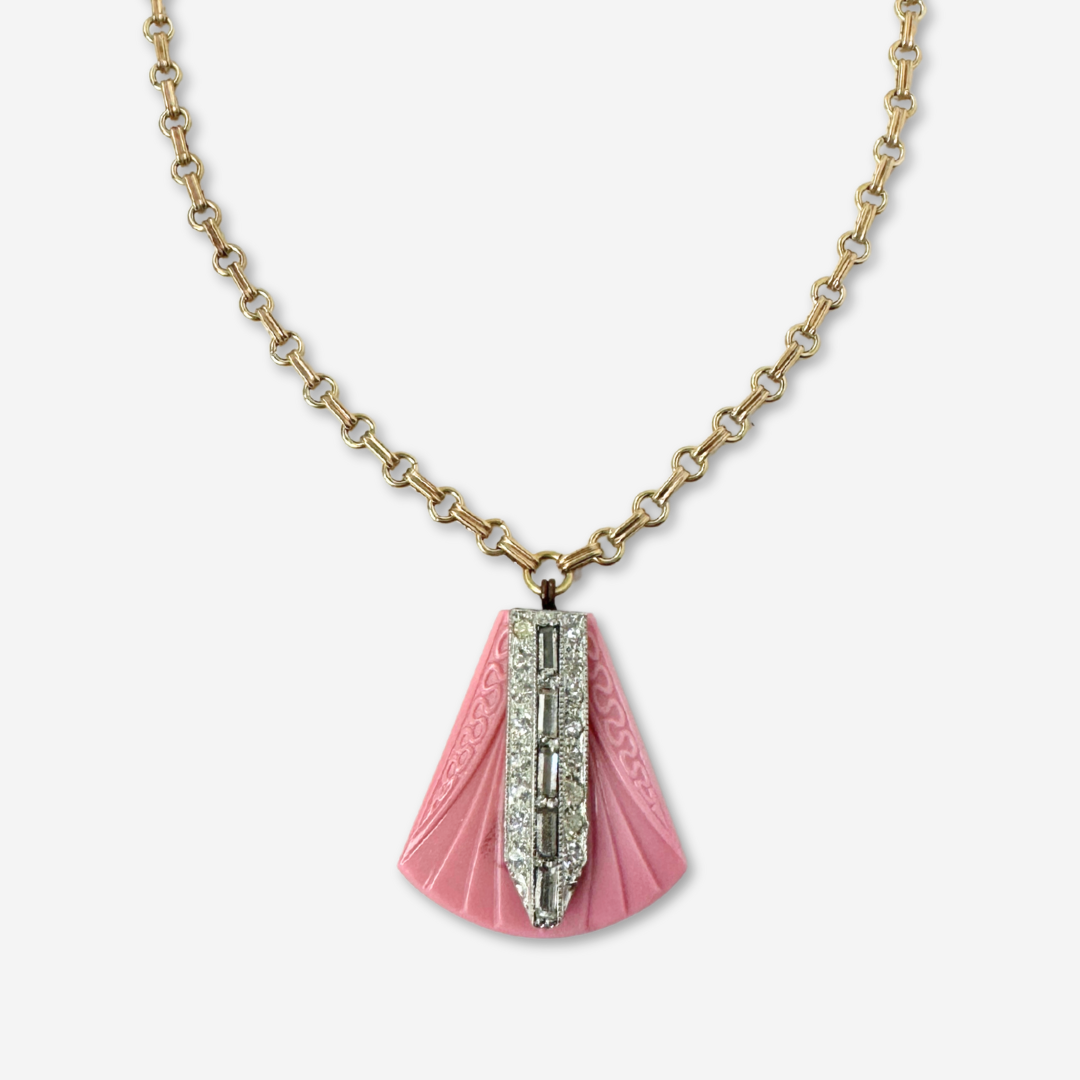Refashioned Vintage Czech Glass and Rhinestone Pendant Necklace - Curated Home Decor