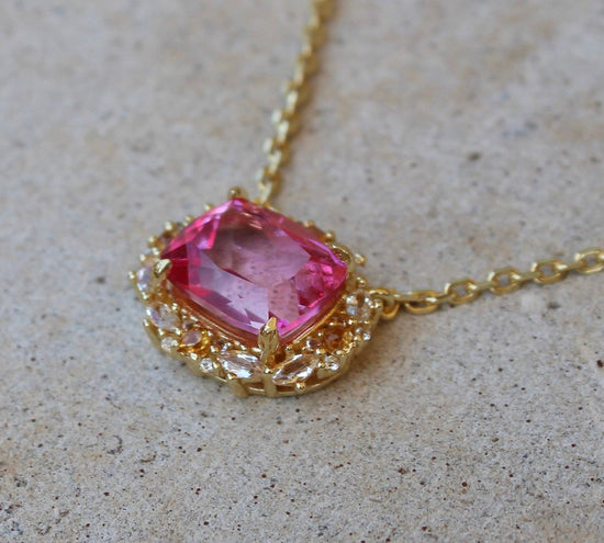 Vivian Grace Jewelry - The Poppy Necklace - Pink Topaz and Citrine: Gold - Curated Home Decor