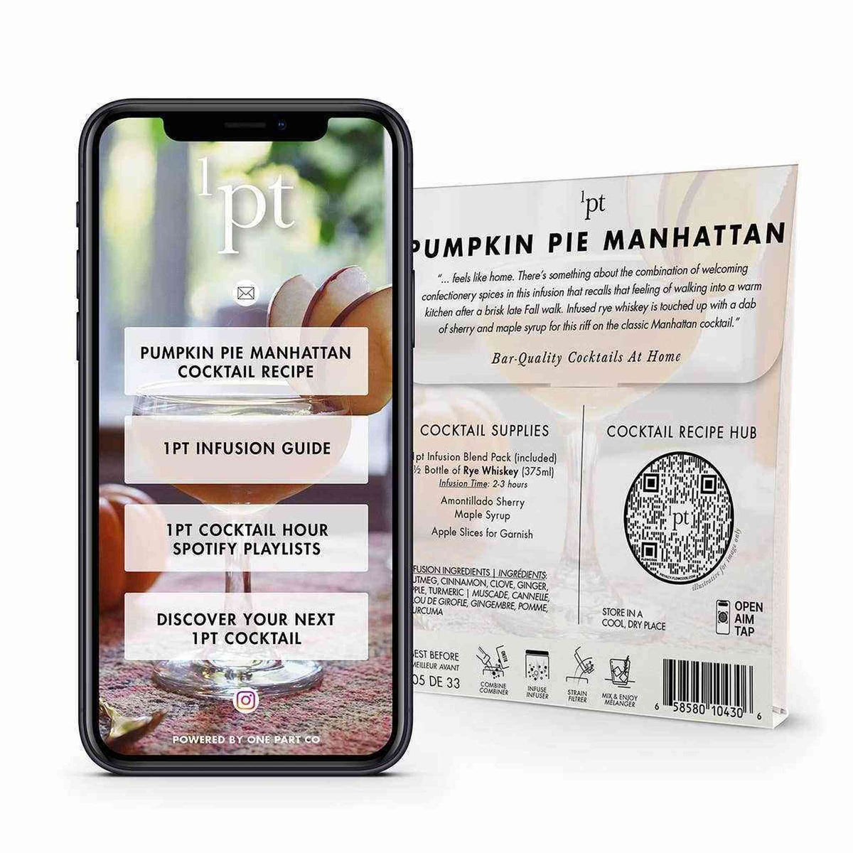 
                  
                    Pumpkin Pie Manhattan cocktail pack with botanical infusion blend and digital recipe guide
                  
                