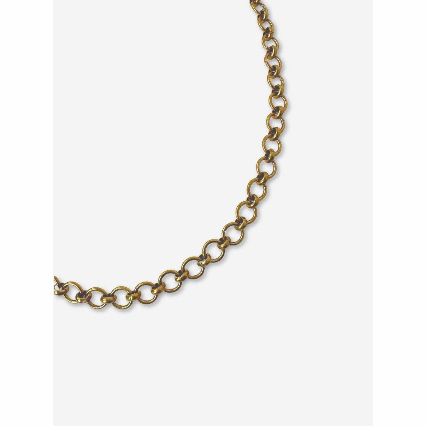 Plain raw brass 18-inch circle link chain necklace with lobster claw clasp