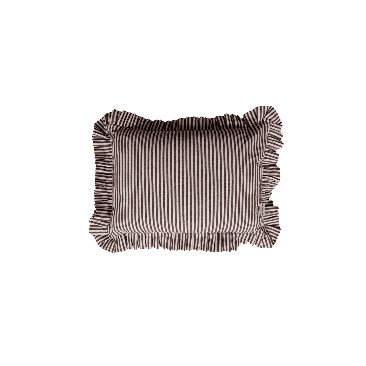 
                  
                    Ruffle Lumbar Pillow Cover Brown White Stripes: Pillow Cover & Insert - Curated Home Decor
                  
                