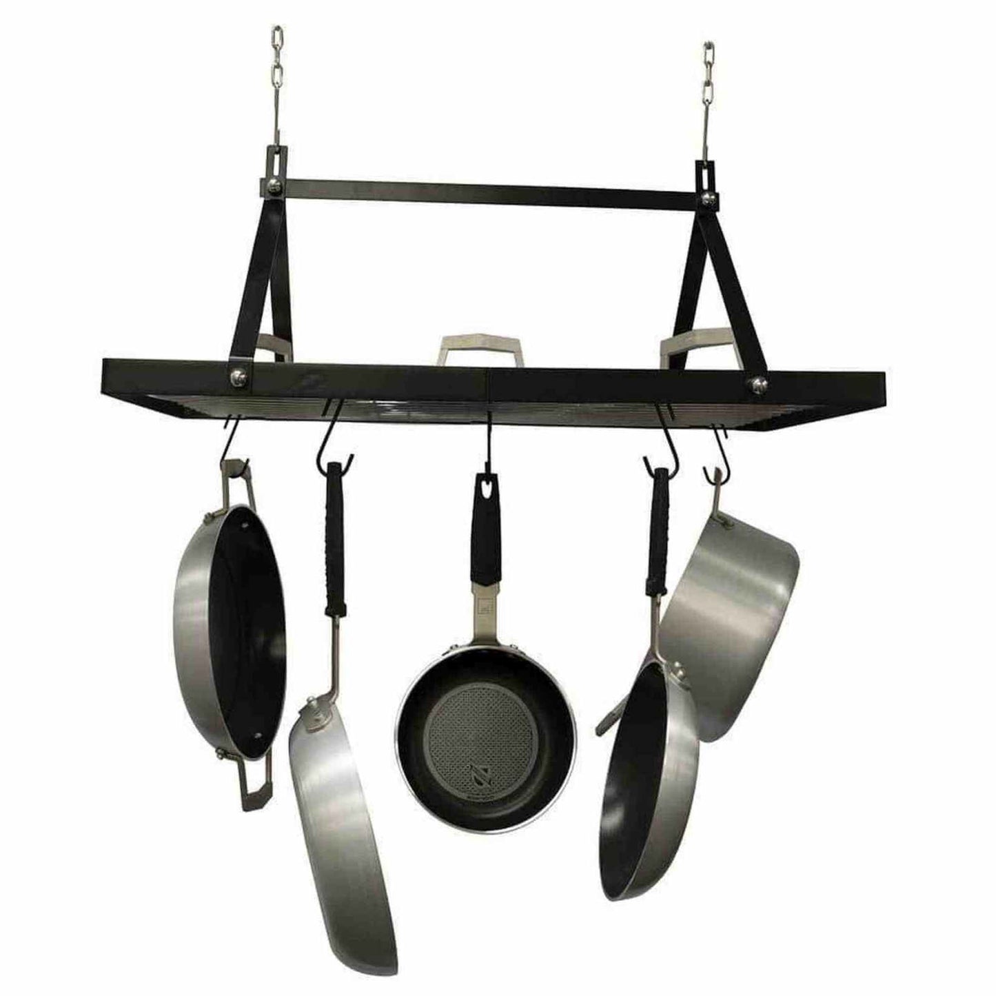 
                  
                    Black Metal Hanging Pot Rack With Hooks - Curated Home Decor
                  
                