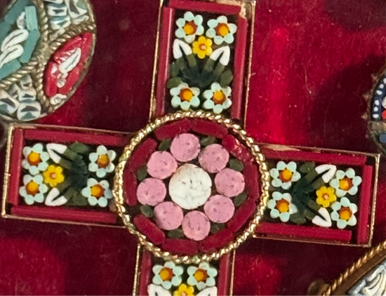 Vintage Italian Micro Mosaic Cross Pendant