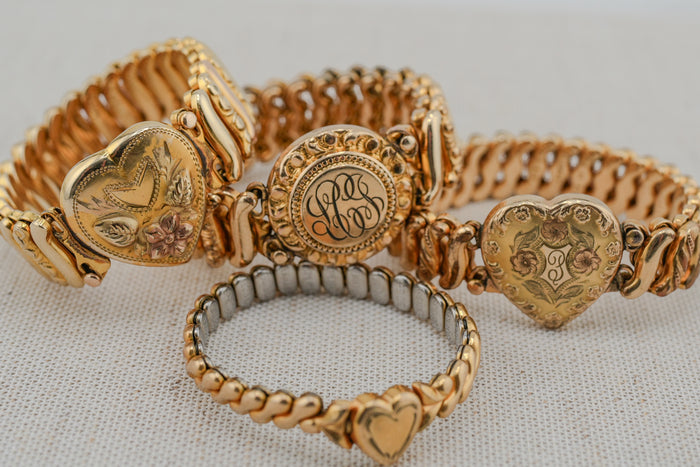 1940s WWII Gold-Filled Sweetheart Heart Locket Bracelet