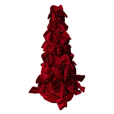 15.75" Burgundy Bow Tree With Diamond Gemstones - Curated Home Decor