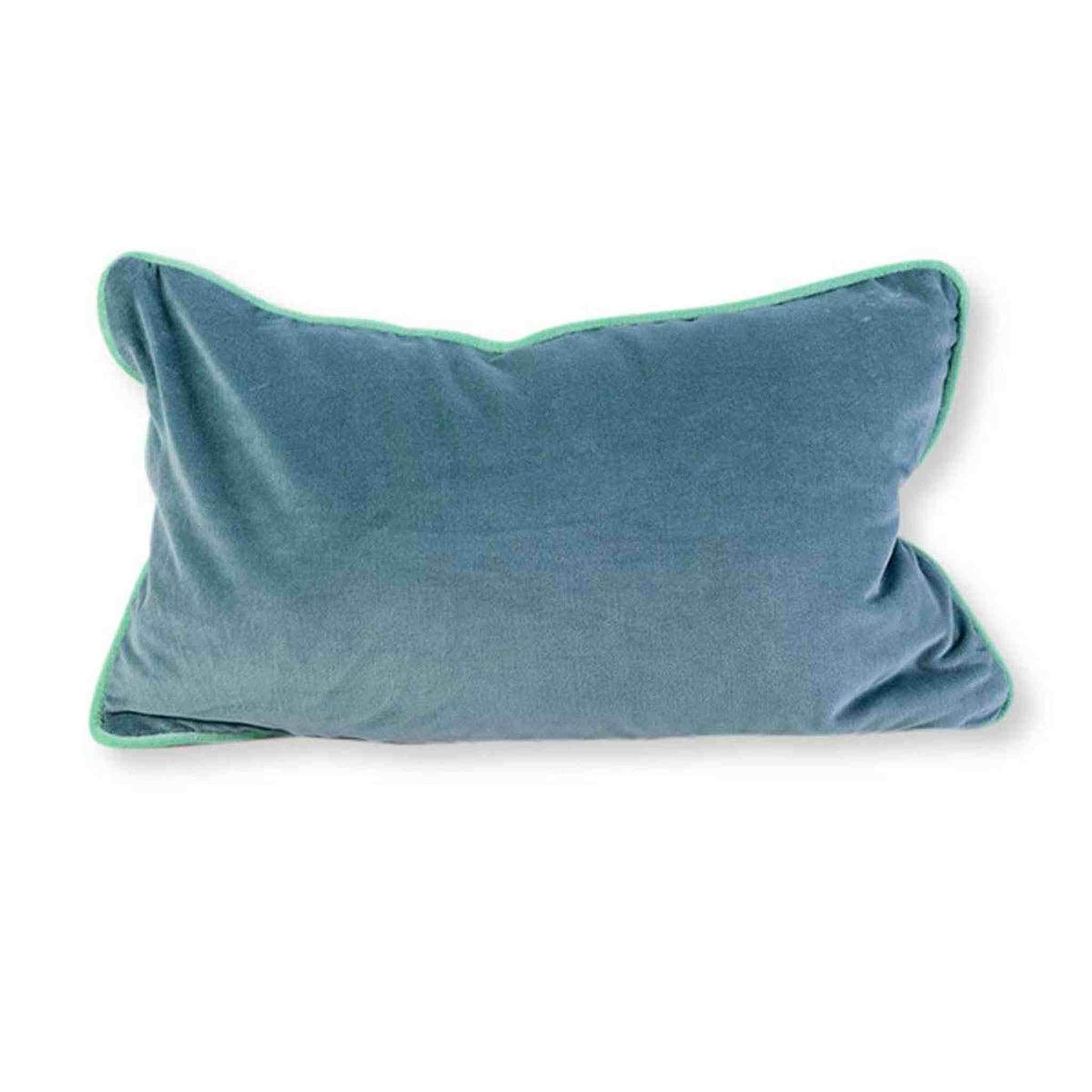 Charliss Velvet Lumbar Pillow in aqua and mint soft velvet with down alternative insert