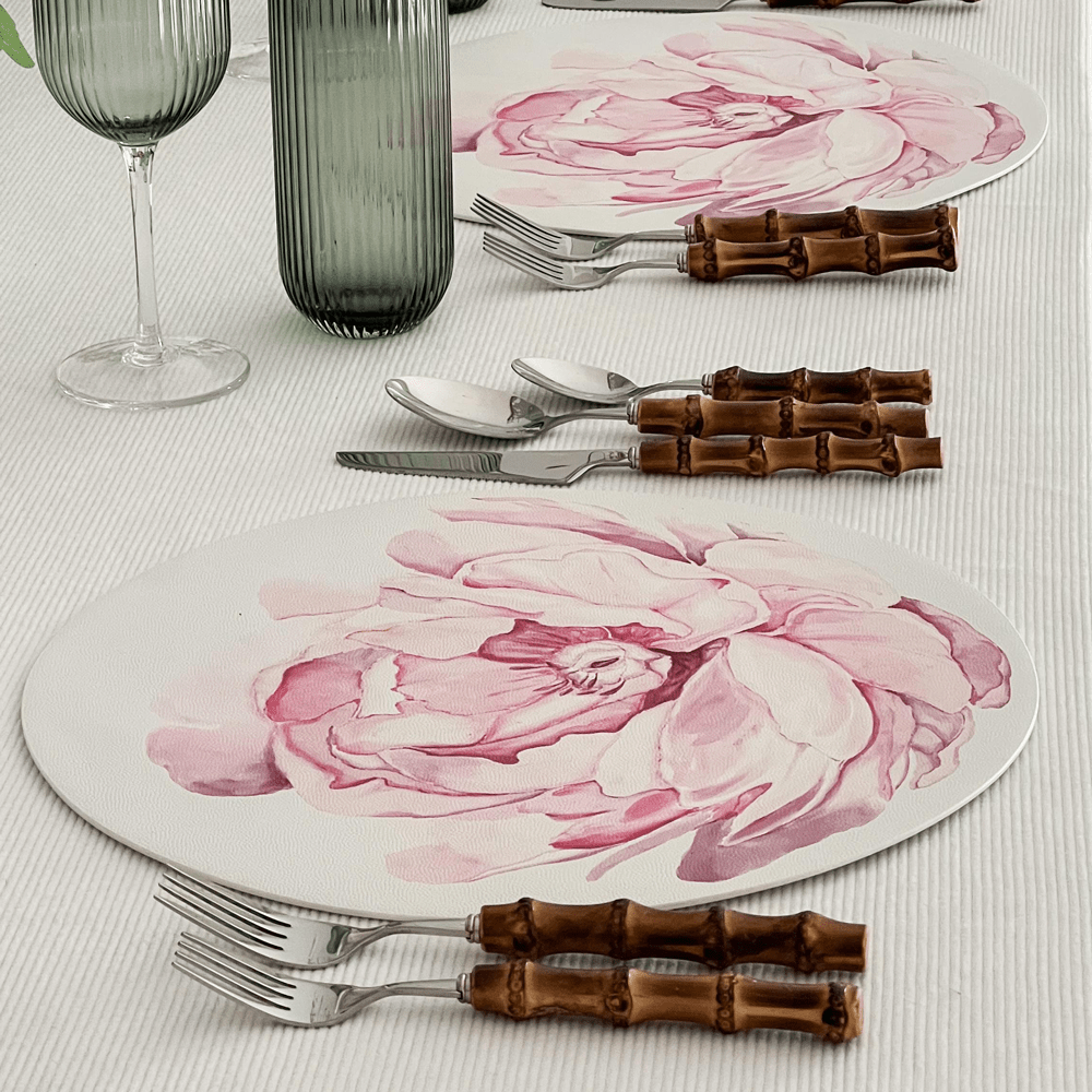 
                  
                    Bamboo Handle Flatware Set — 20 Piece, Stainless Steel - Curated Home Decor
                  
                