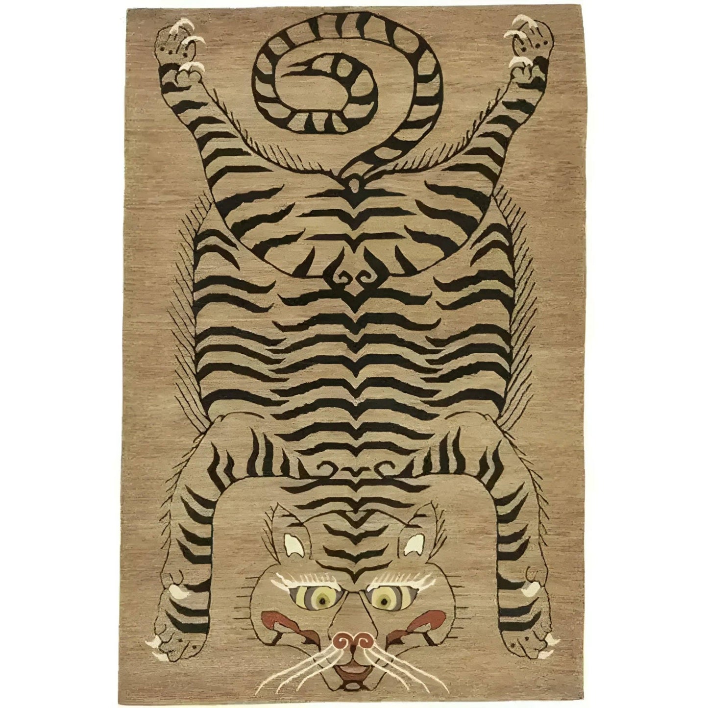 Tanned Jungle Cat hand tufted wool rug, 4x6 feet, with vibrant eco-friendly dyes and durable cotton backing