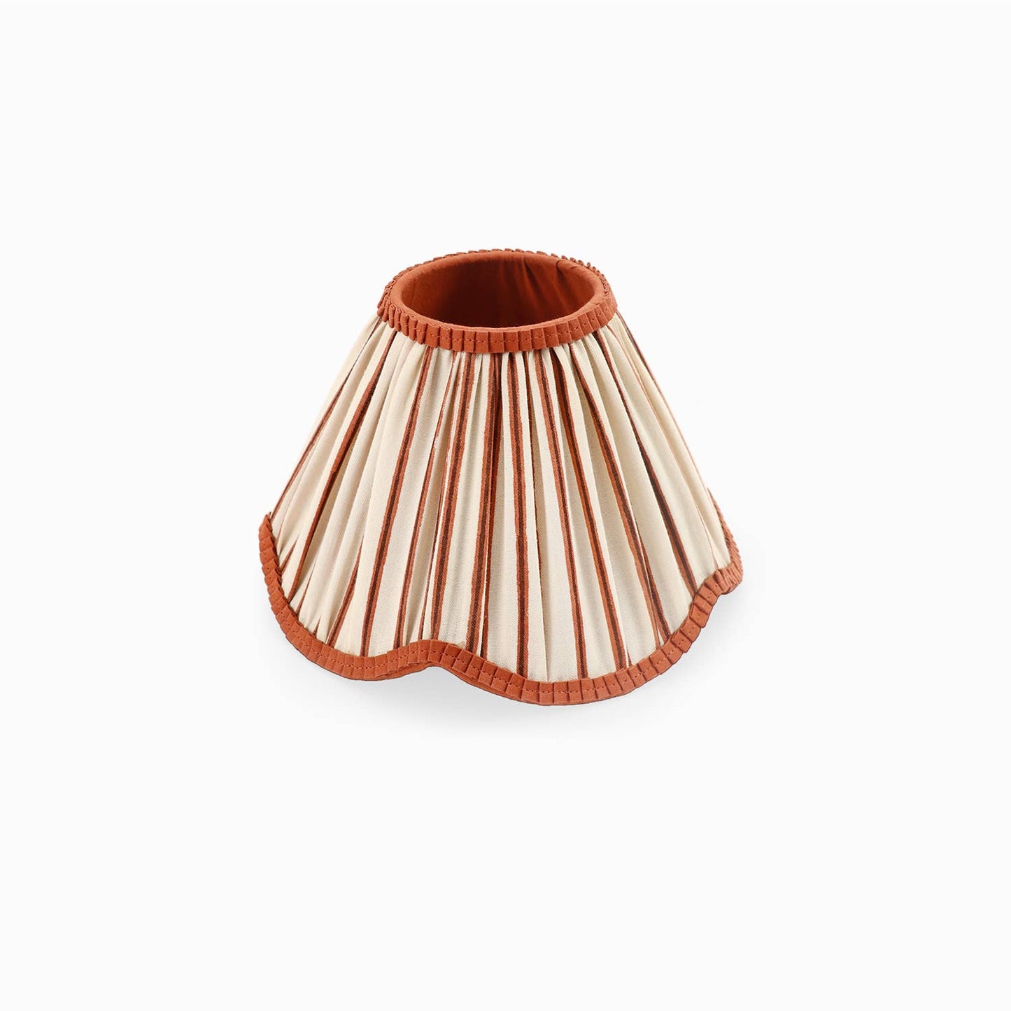 
                  
                    Scalloped Fabric Pleated Lampshade - Brick Red Shadow Stripe - Curated Home Decor
                  
                