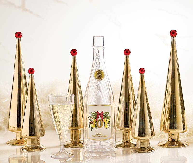 
                  
                    Gold Glass Christmas Trees with Red Finials, Set of 3 - Curated Home Decor
                  
                