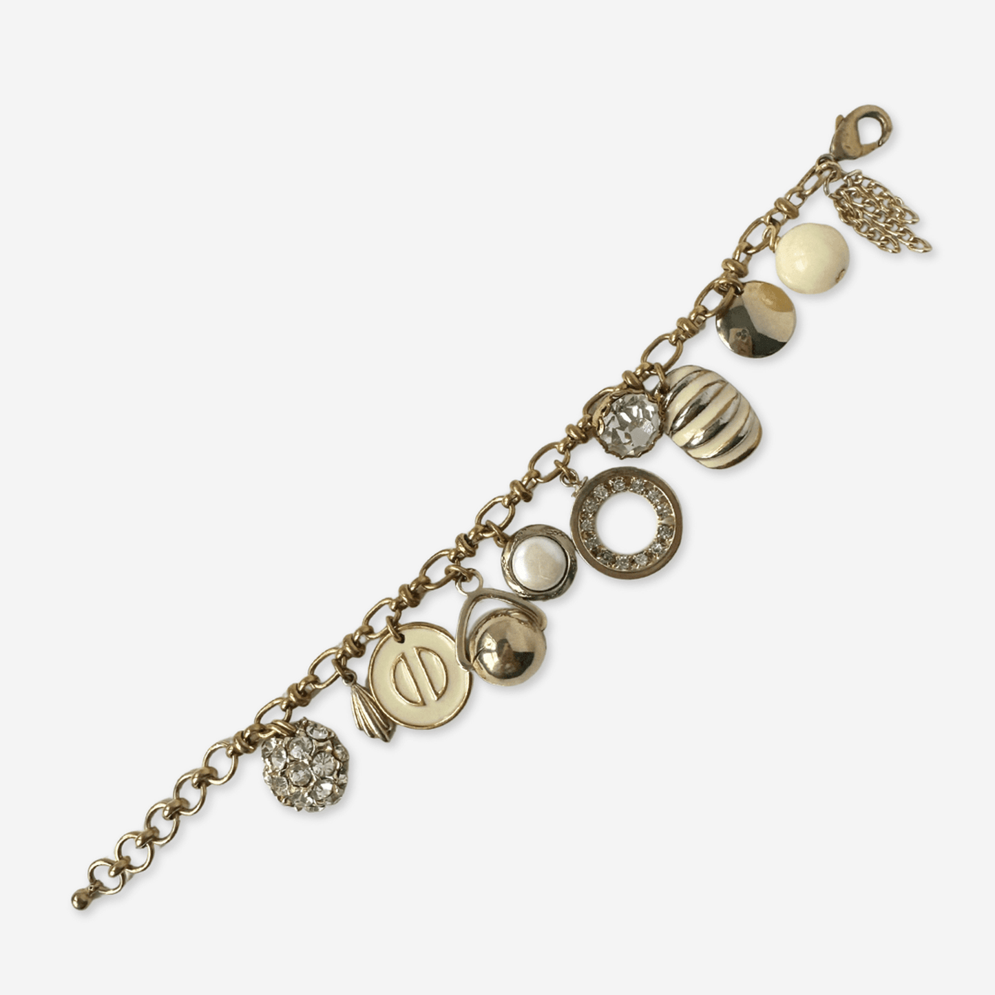 
                  
                    Repurposed vintage cream and gold mixed charm bracelet - Curated Home Decor
                  
                