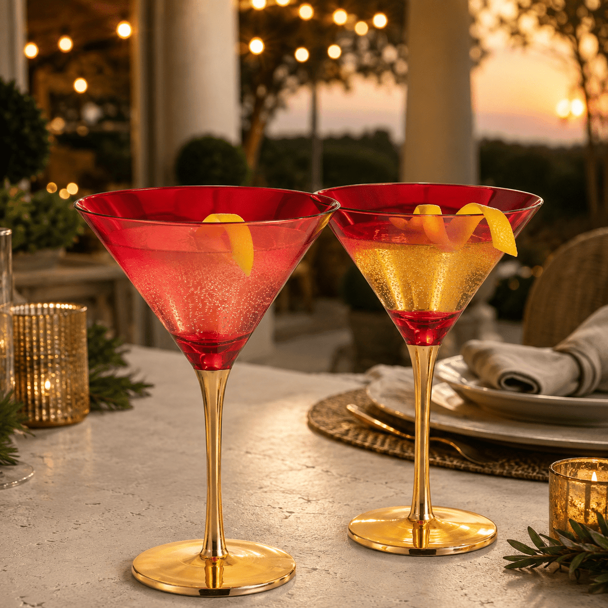 
                  
                    Colored Art Deco Martini Glasses with Gold Rim, Set of 2, 8.1 oz - Curated Home Decor
                  
                