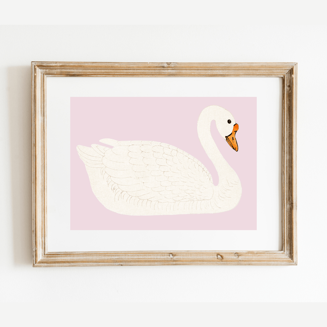 
                  
                    A Swan Antique Art Print (Pink) - Curated Home Decor
                  
                