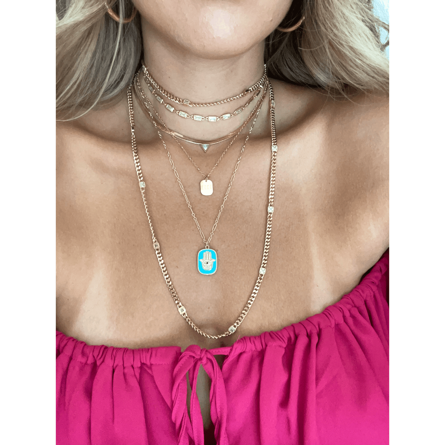 
                  
                    The Hamsa Evil Eye Tag Necklace - Curated Home Decor
                  
                