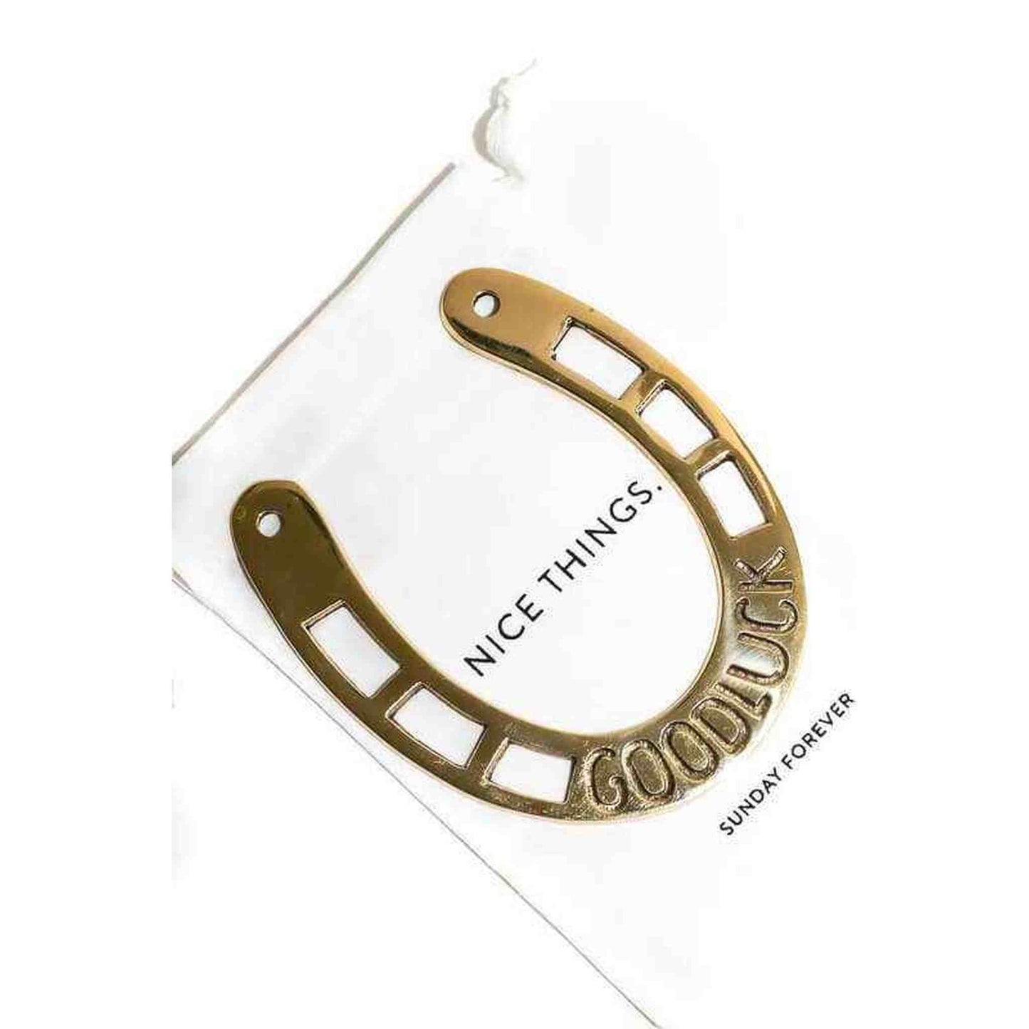 Get Lucky Gold Horseshoe solid brass good luck charm with Nice Things pouch