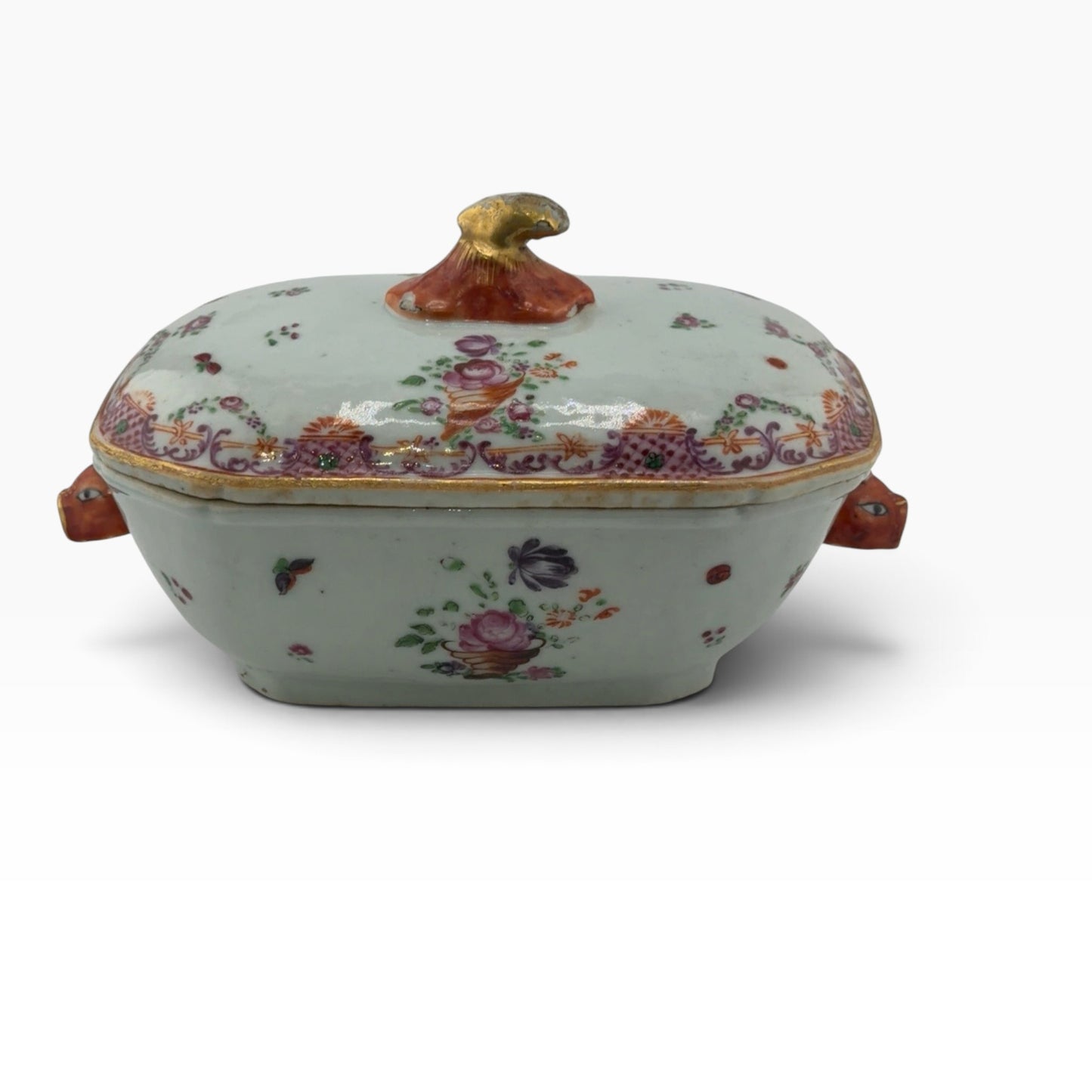 
                  
                    Chinese Export-Style Famille Rose Covered Butter Dish, Qianlong Style - Curated Home Decor
                  
                