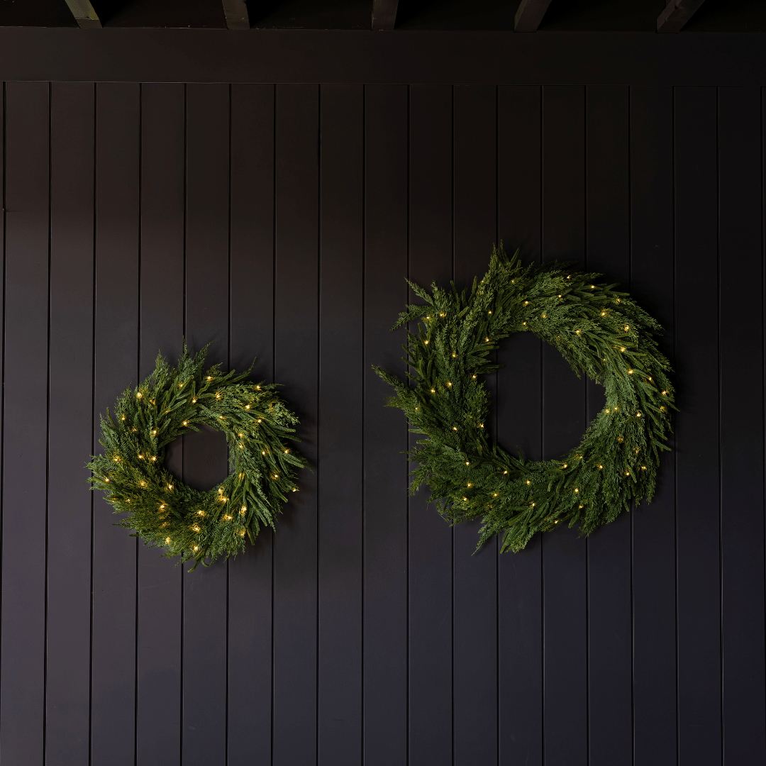
                  
                    Norfolk & Cypress Real Touch Wreath, 24" LED Pre-Lit (Pre-Order: Ships Late September) - Curated Home Decor
                  
                
