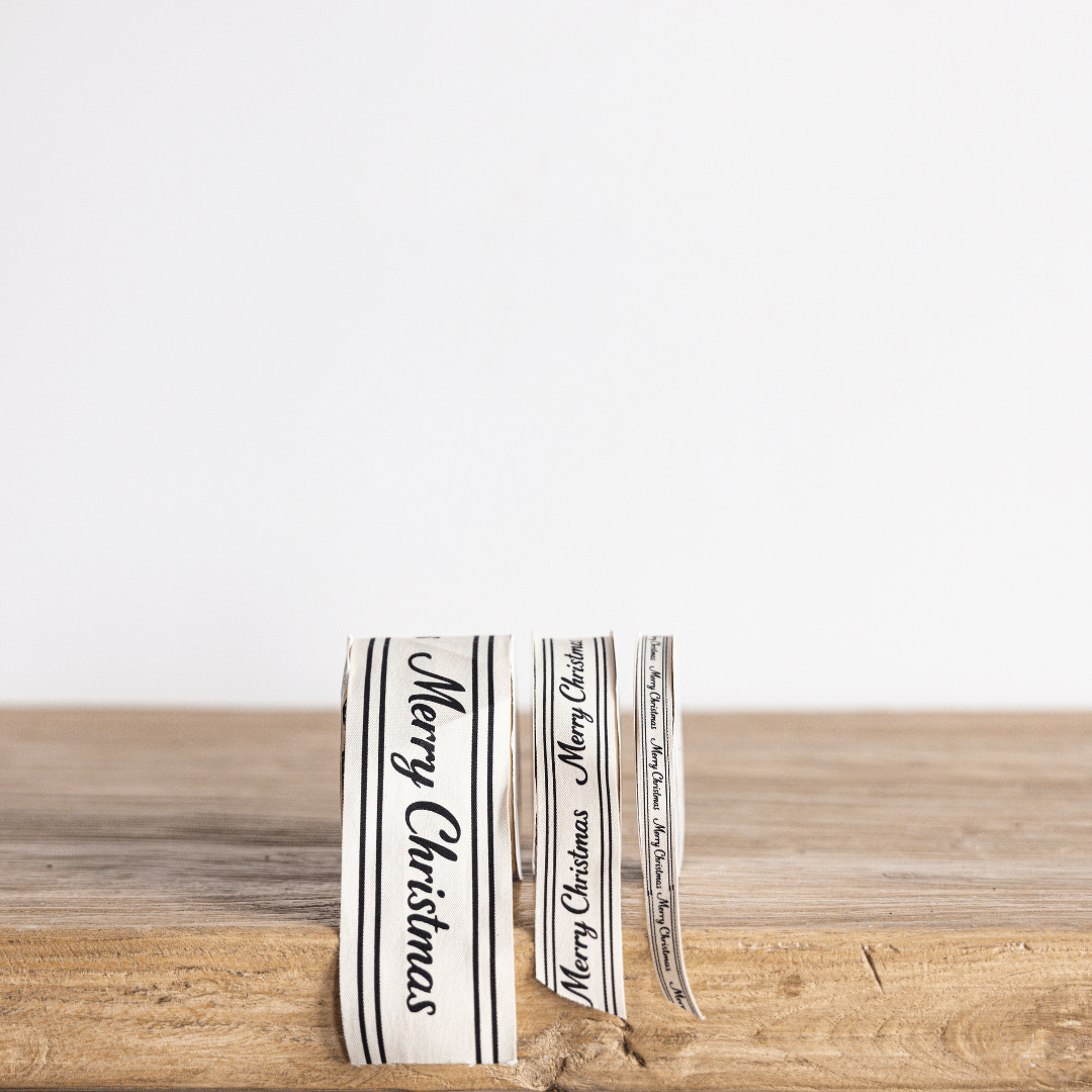 
                  
                    Black Cursive Merry Christmas Ribbon, 1" (Pre-Order: Ships Late September) - Curated Home Decor
                  
                