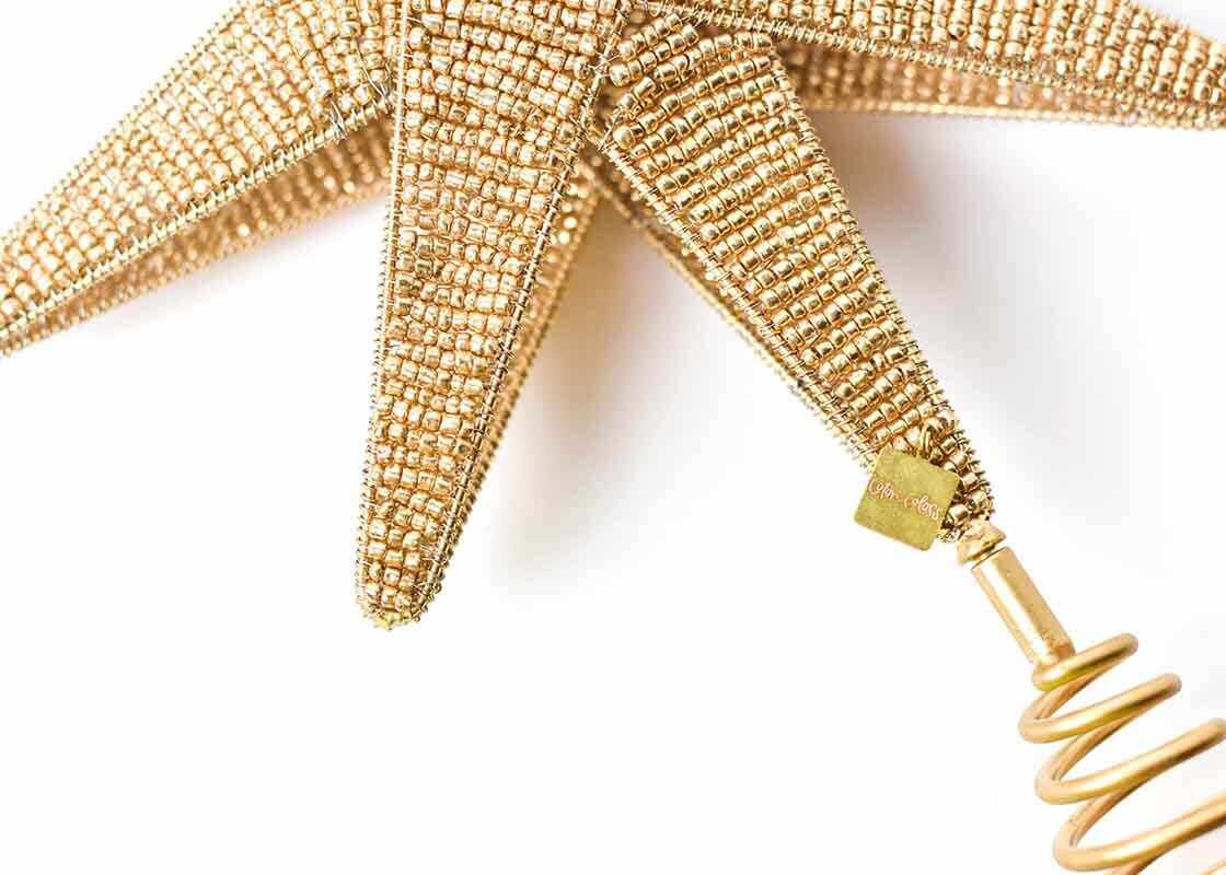 Gold Beaded Star Large Tree Topper - Curated Home Decor