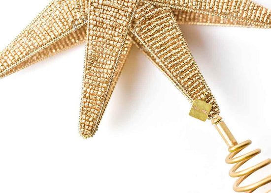 Gold Beaded Star Large Tree Topper