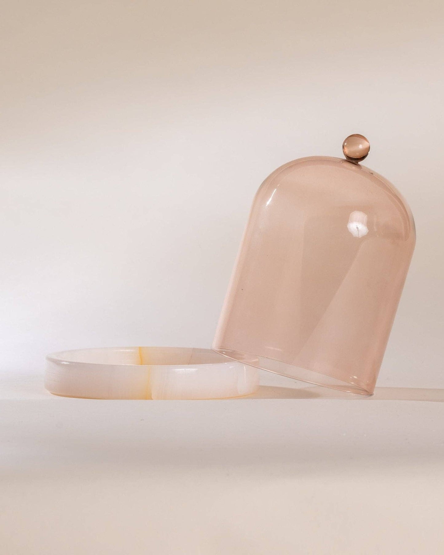 Pink Onyx Cloche and Stone Base - Curated Home Decor