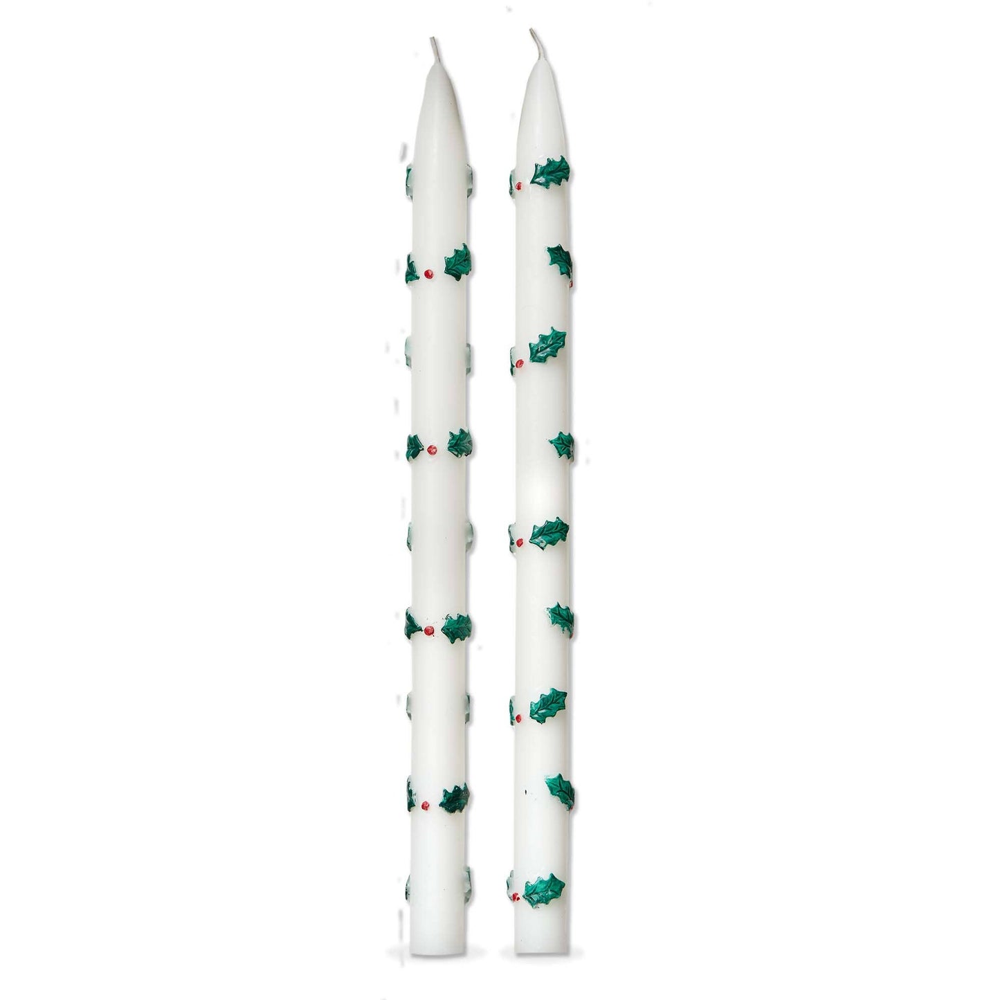 Christmas Holly Berries Hand Painted Taper Set Of 2 - Curated Home Decor