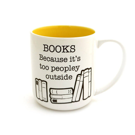 Lenny Mud - Books Because It's Too Peopley Outside Mug - Curated Home Decor