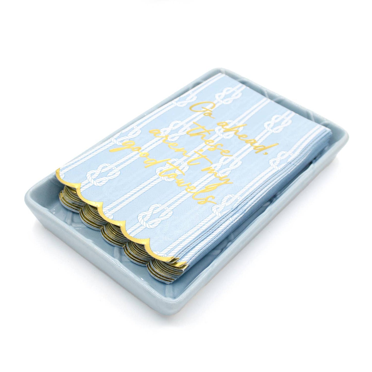 Light Blue Textured Guest Towel Tray - Curated Home Decor