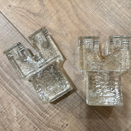 Dansk Glass Candelabra Vintage Pair