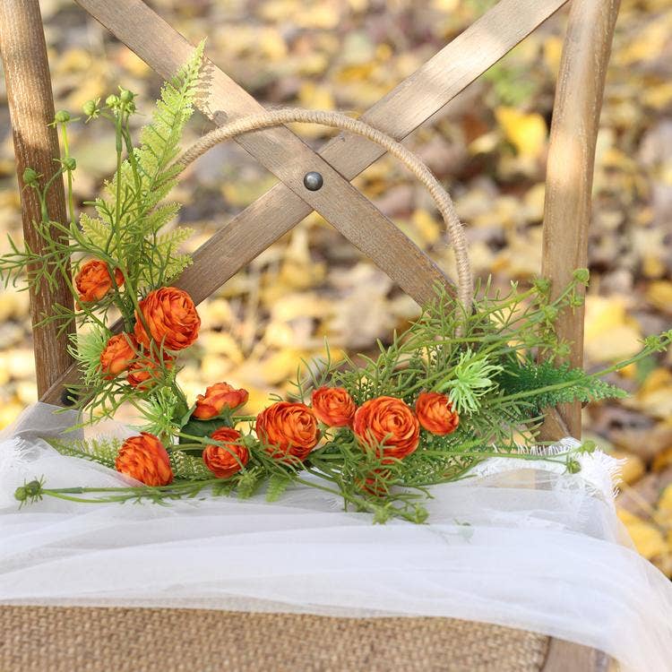 Floral Hoop Artificial Orange Buttercup with Greenery 9" D - Curated Home Decor