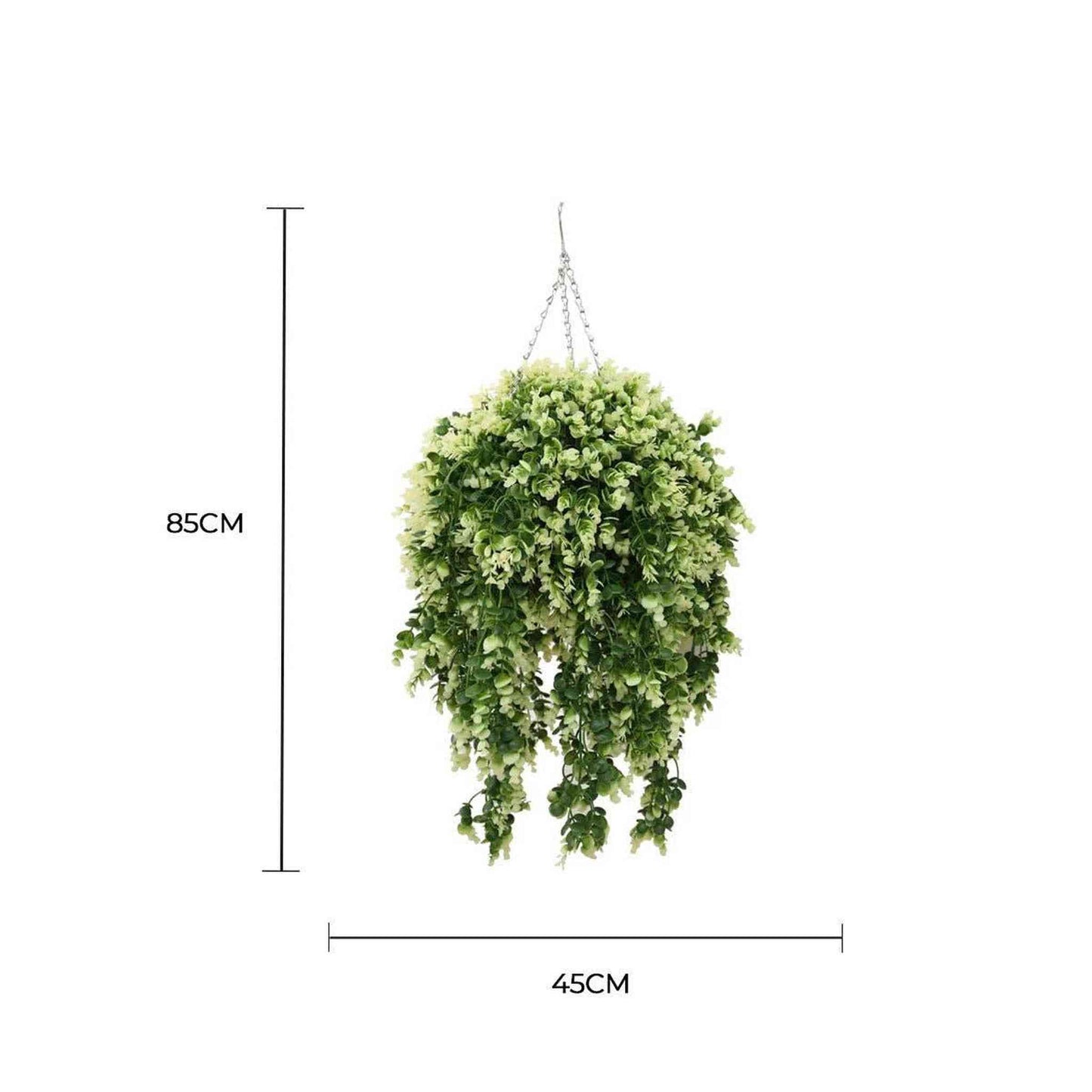 Artificial Spring Evergreen hanging basket with UV-resistant lush greenery and durable chain for outdoor decor