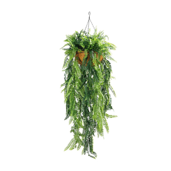 Real Touch Artificial Hanging Fern Basket with UV Resistance - Curated Home Decor