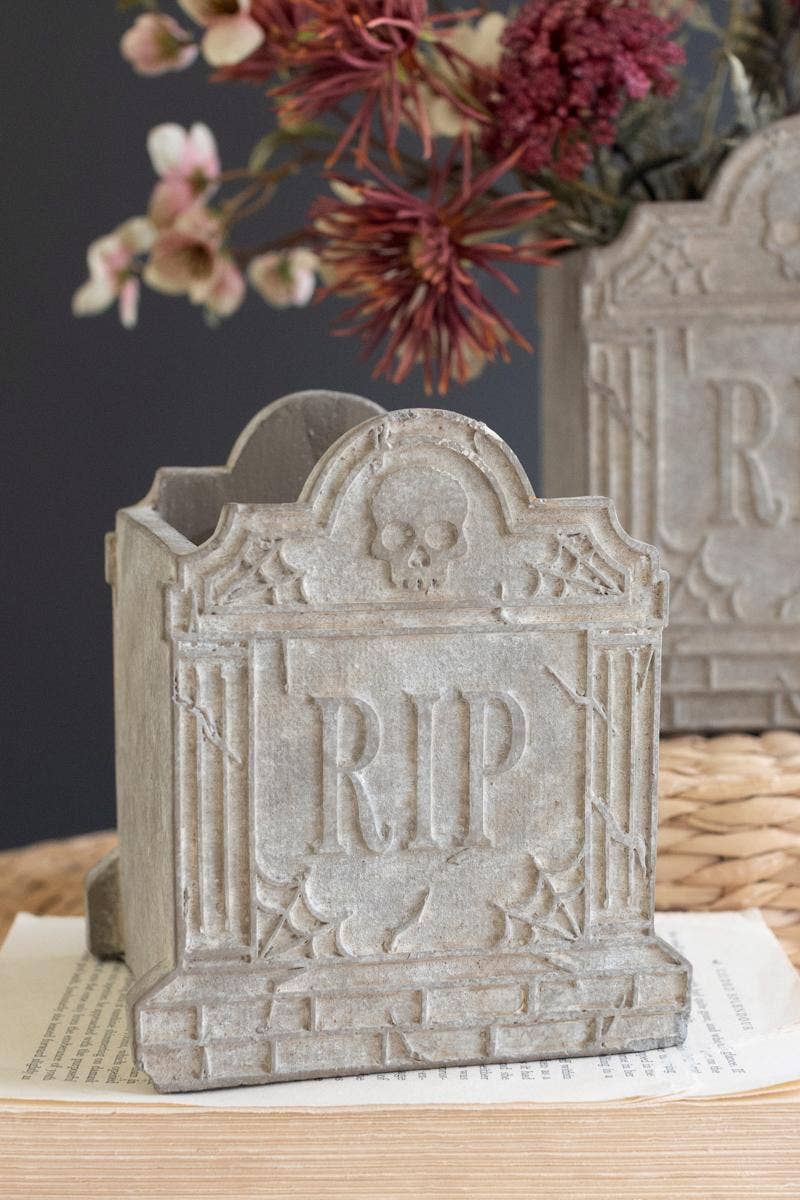 
                  
                    Halloween Cement RIP Tombstone Planter - Curated Home Decor
                  
                