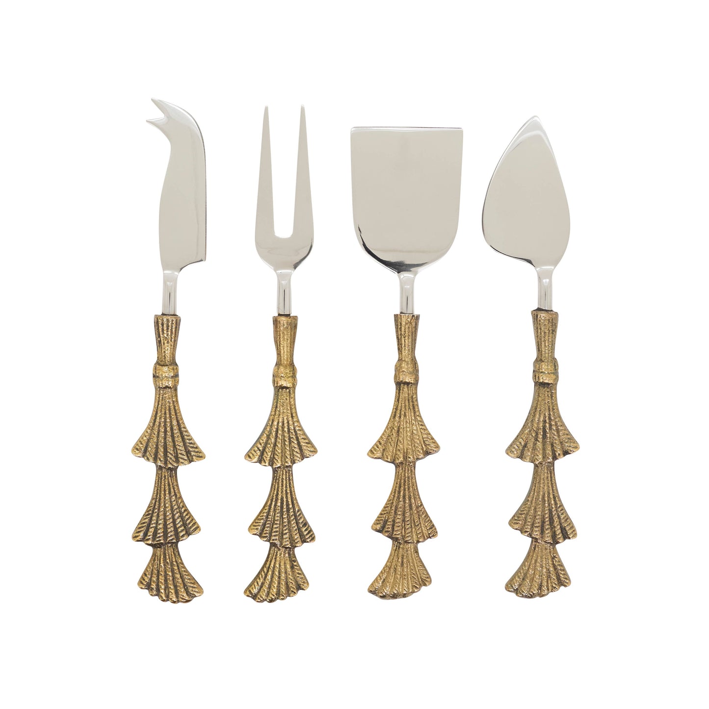 Festive Tree Cheese Cutlery: Gold - Curated Home Decor