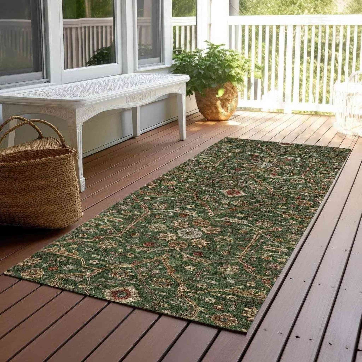 
                  
                    Emerald Medallion Washable Indoor - Outdoor Rug - Curated Home Decor
                  
                