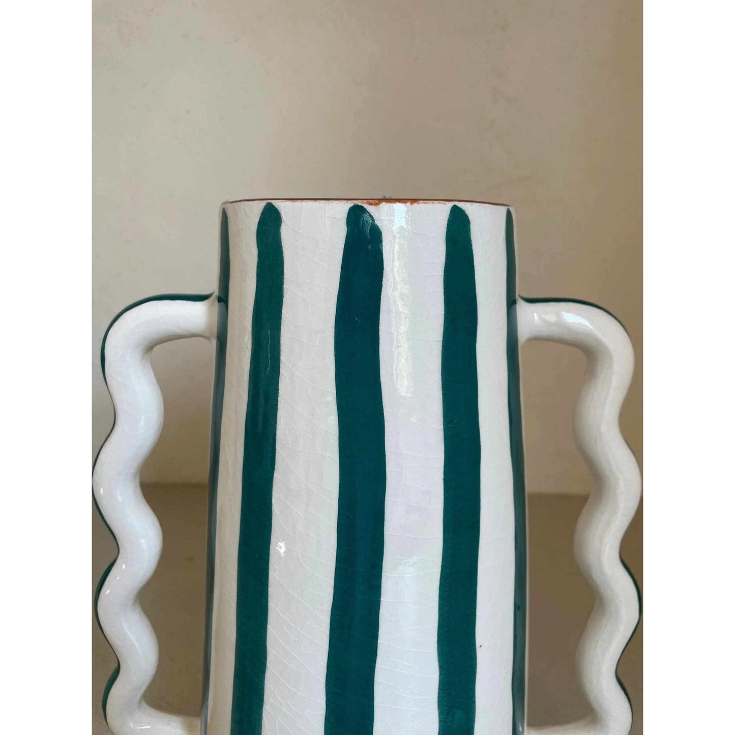 
                  
                    Fir Green and White Striped Abstract Ceramic Vase - Curated Home Decor
                  
                