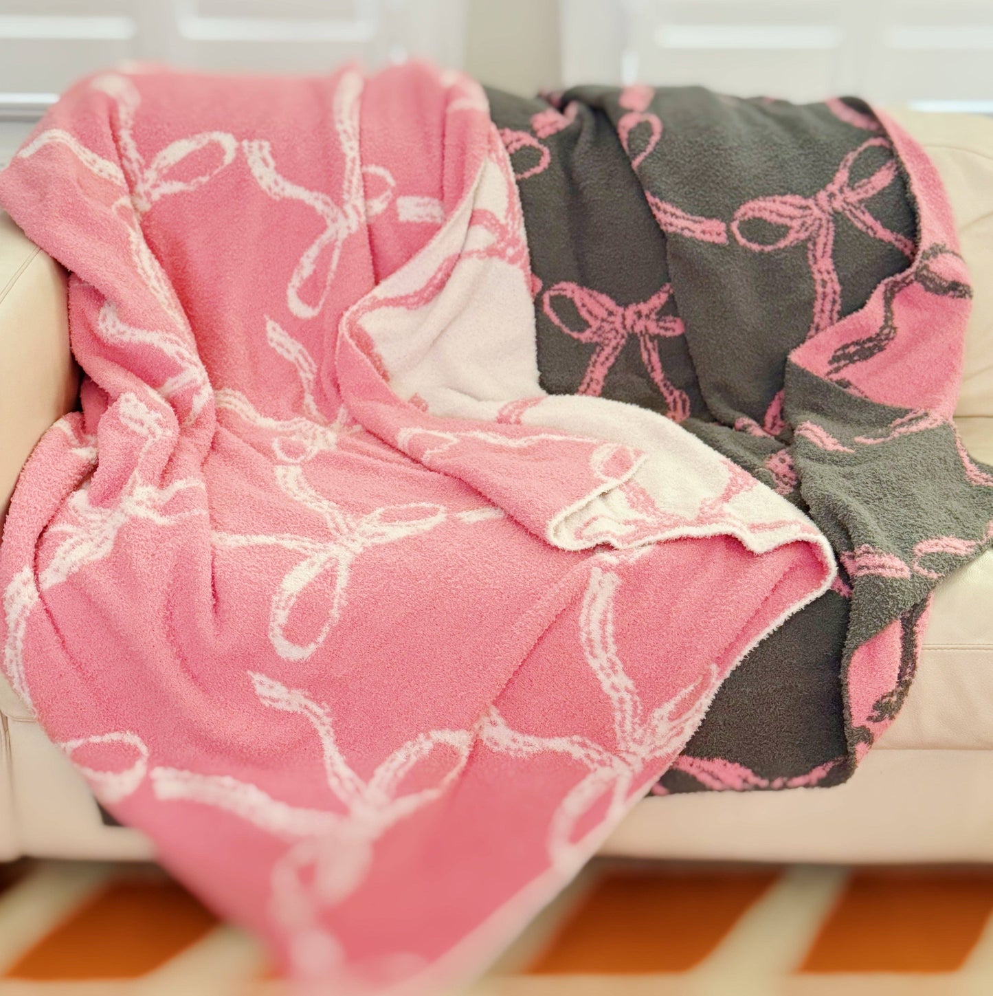 Bow Scalloped Coziest Blanket - Curated Home Decor