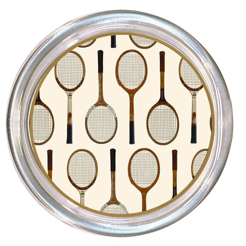 Antique Tennis Racket Pattern Ivory Coaster - Curated Home Decor