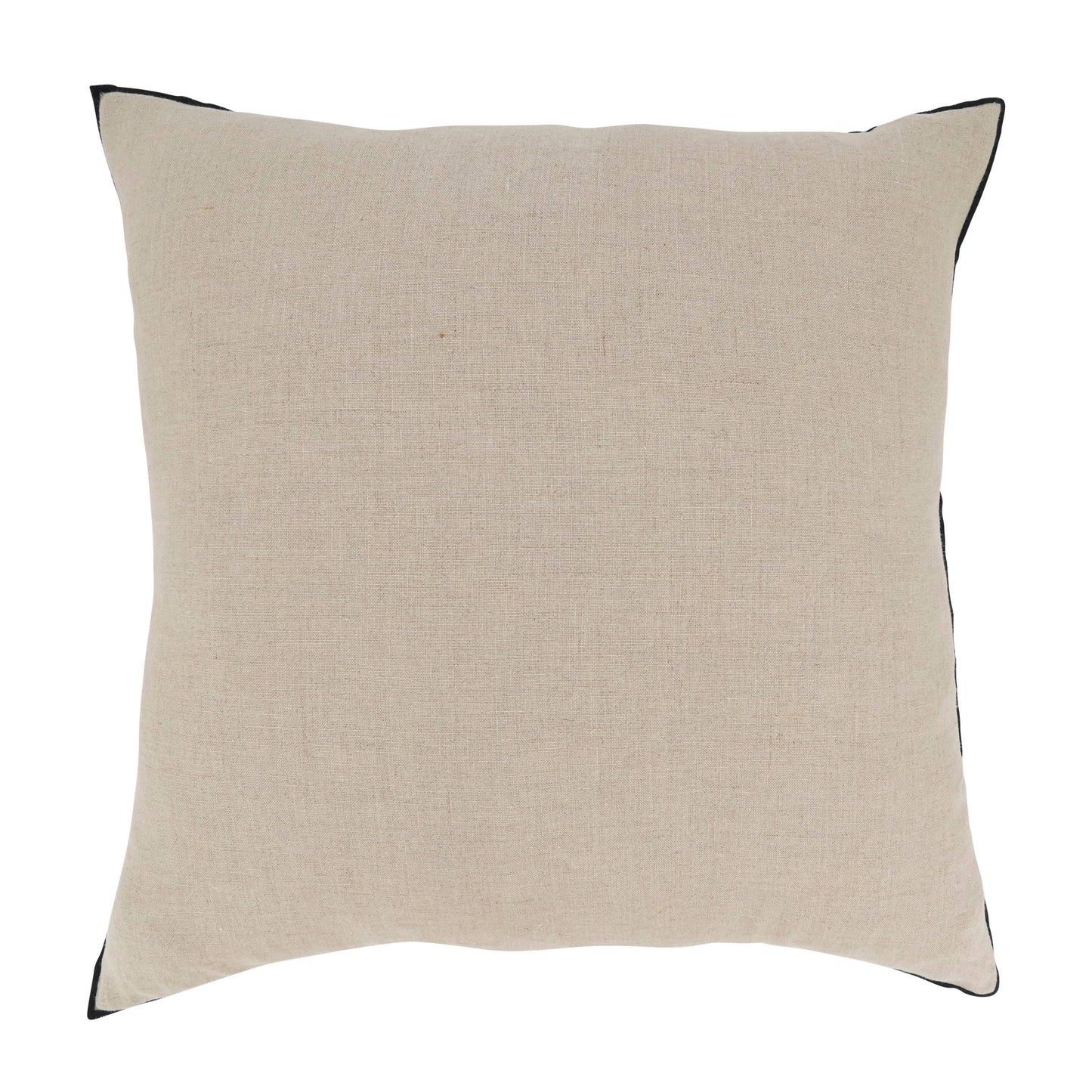 Linen Stonewashed Stitched Boarder Throw Pillow: Black/Natural / Down Filled / 20" - Curated Home Decor