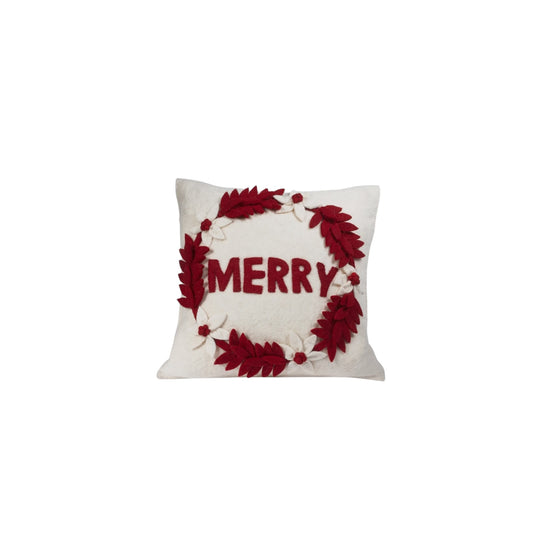 Holiday Felt Decorative Pillow 20” Cover Only - Curated Home Decor